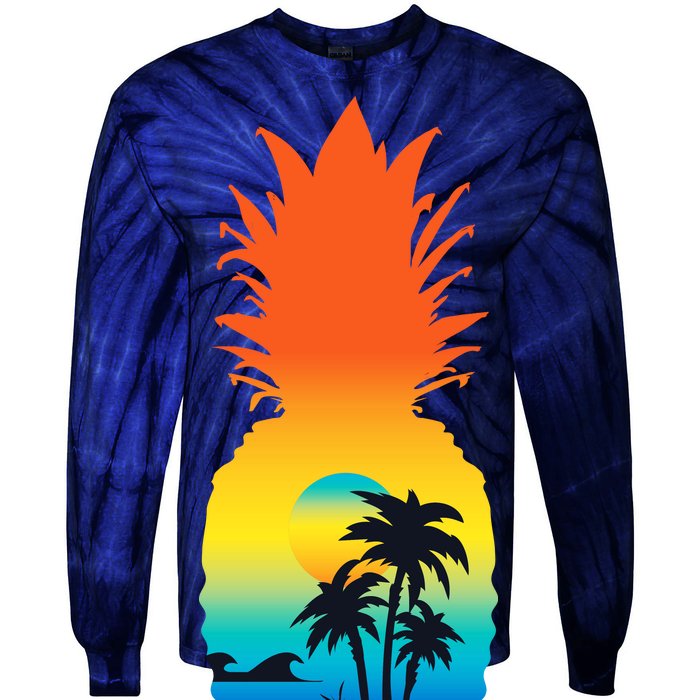 Pineapple Summer Sunset Beach Tie-Dye Long Sleeve Shirt