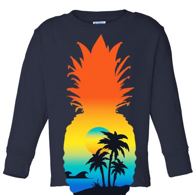 Pineapple Summer Sunset Beach Toddler Long Sleeve Shirt