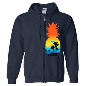 Pineapple Summer Sunset Beach Full Zip Hoodie