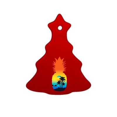 Pineapple Summer Sunset Beach Ceramic Tree Ornament