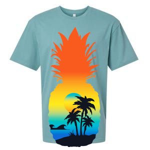 Pineapple Summer Sunset Beach Sueded Cloud Jersey T-Shirt