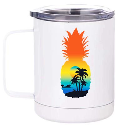 Pineapple Summer Sunset Beach 12 oz Stainless Steel Tumbler Cup