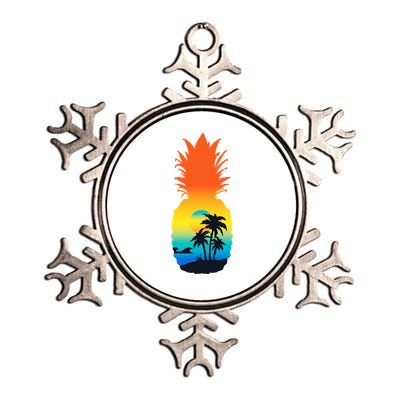 Pineapple Summer Sunset Beach Metallic Star Ornament