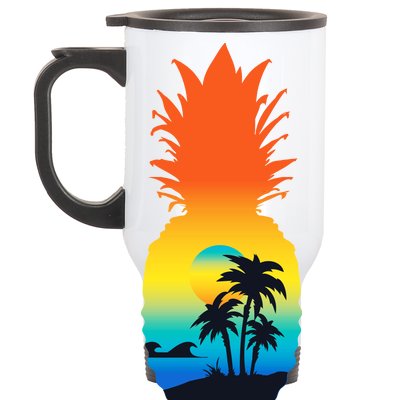 Pineapple Summer Sunset Beach Stainless Steel Travel Mug