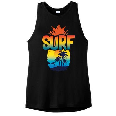 Pineapple Summer Surf Ladies PosiCharge Tri-Blend Wicking Tank