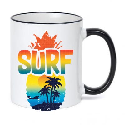 Pineapple Summer Surf 11oz Black Color Changing Mug