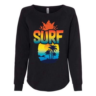 Pineapple Summer Surf Womens California Wash Sweatshirt