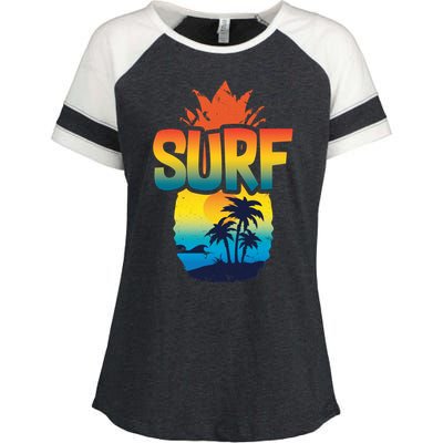 Pineapple Summer Surf Enza Ladies Jersey Colorblock Tee