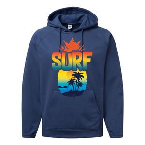 Pineapple Summer Surf Performance Fleece Hoodie