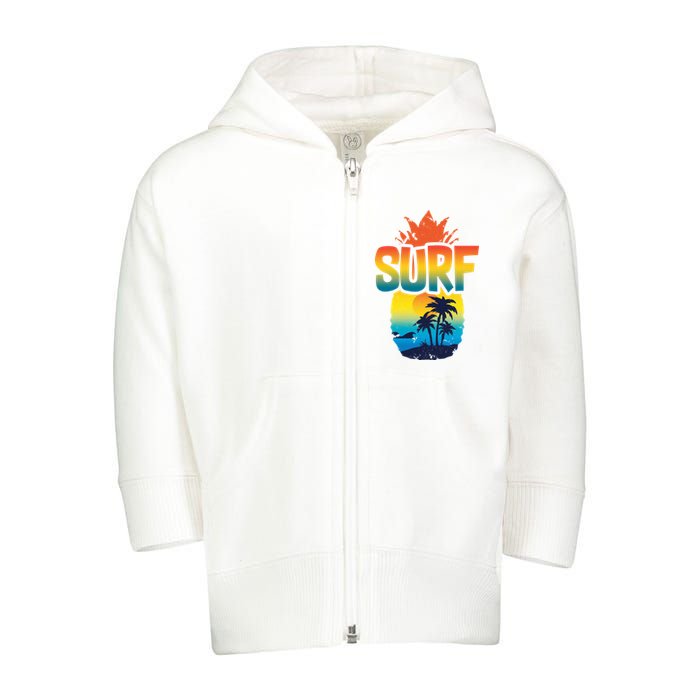 Pineapple Summer Surf Toddler Zip Fleece Hoodie