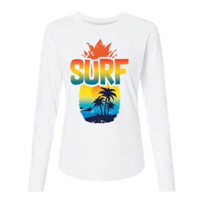 Pineapple Summer Surf Womens Cotton Relaxed Long Sleeve T-Shirt