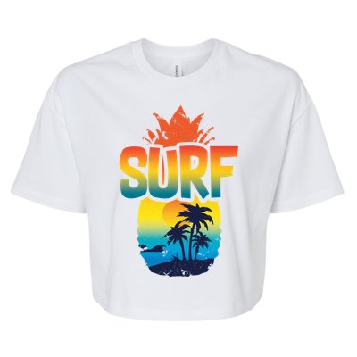 Pineapple Summer Surf Bella+Canvas Jersey Crop Tee