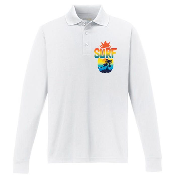 Pineapple Summer Surf Performance Long Sleeve Polo