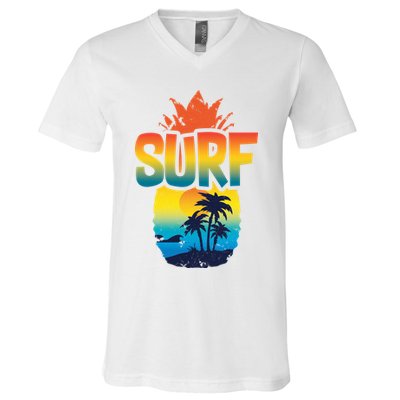 Pineapple Summer Surf V-Neck T-Shirt