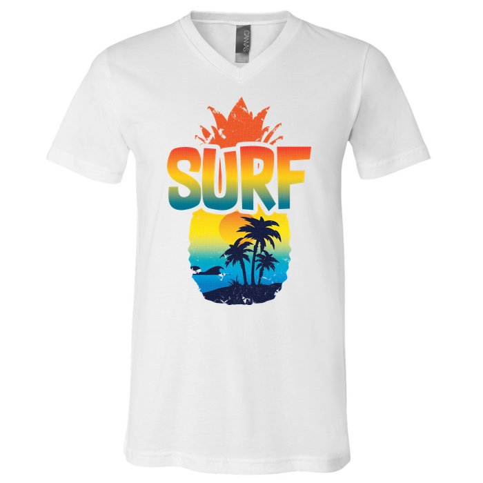 Pineapple Summer Surf V-Neck T-Shirt