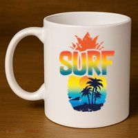 Pineapple Summer Surf 11oz C Handle Ceramic Mug