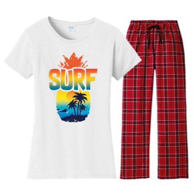 Pineapple Summer Surf Women's Flannel Pajama Set