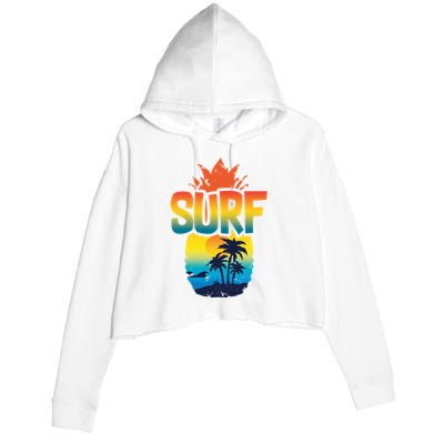 Pineapple Summer Surf Crop Fleece Hoodie