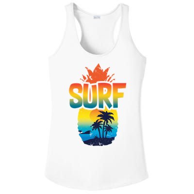 Pineapple Summer Surf Ladies PosiCharge Competitor Racerback Tank