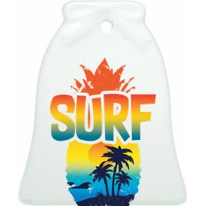 Pineapple Summer Surf Ceramic Bell Ornament