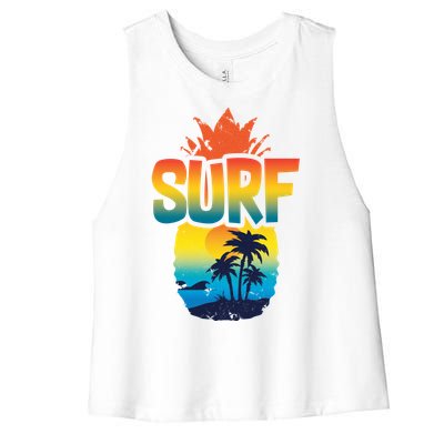 Pineapple Summer Surf Women's Racerback Cropped Tank