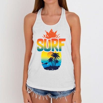 Pineapple Summer Surf Women's Knotted Racerback Tank