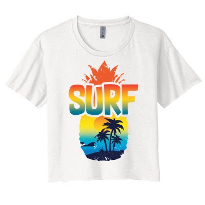 Pineapple Summer Surf Women's Crop Top Tee