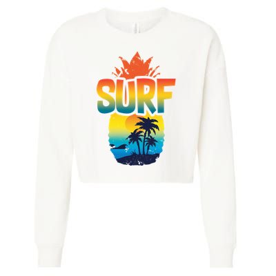 Pineapple Summer Surf Cropped Pullover Crew