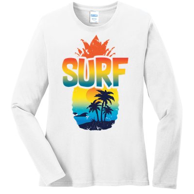 Pineapple Summer Surf Ladies Long Sleeve Shirt