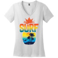 Pineapple Summer Surf Women's V-Neck T-Shirt