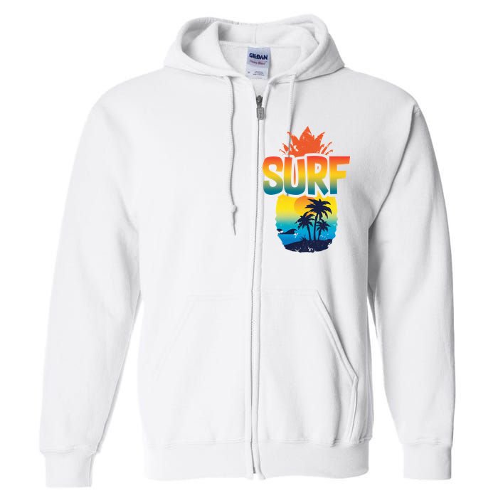 Pineapple Summer Surf Full Zip Hoodie