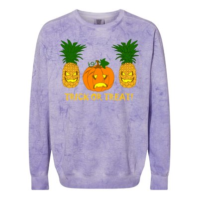 Pineapple Vs. Pumpkin Jack O Lantern Colorblast Crewneck Sweatshirt