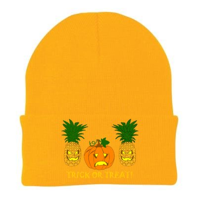 Pineapple Vs. Pumpkin Jack O Lantern Knit Cap Winter Beanie