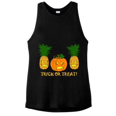 Pineapple Vs. Pumpkin Jack O Lantern Ladies PosiCharge Tri-Blend Wicking Tank