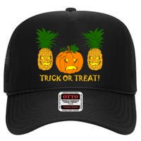 Pineapple Vs. Pumpkin Jack O Lantern High Crown Mesh Back Trucker Hat