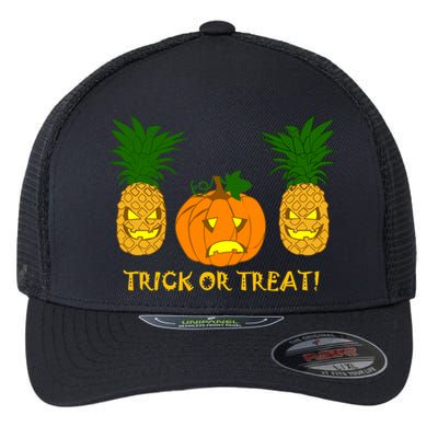 Pineapple Vs. Pumpkin Jack O Lantern Flexfit Unipanel Trucker Cap