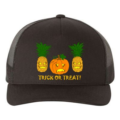 Pineapple Vs. Pumpkin Jack O Lantern Yupoong Adult 5-Panel Trucker Hat