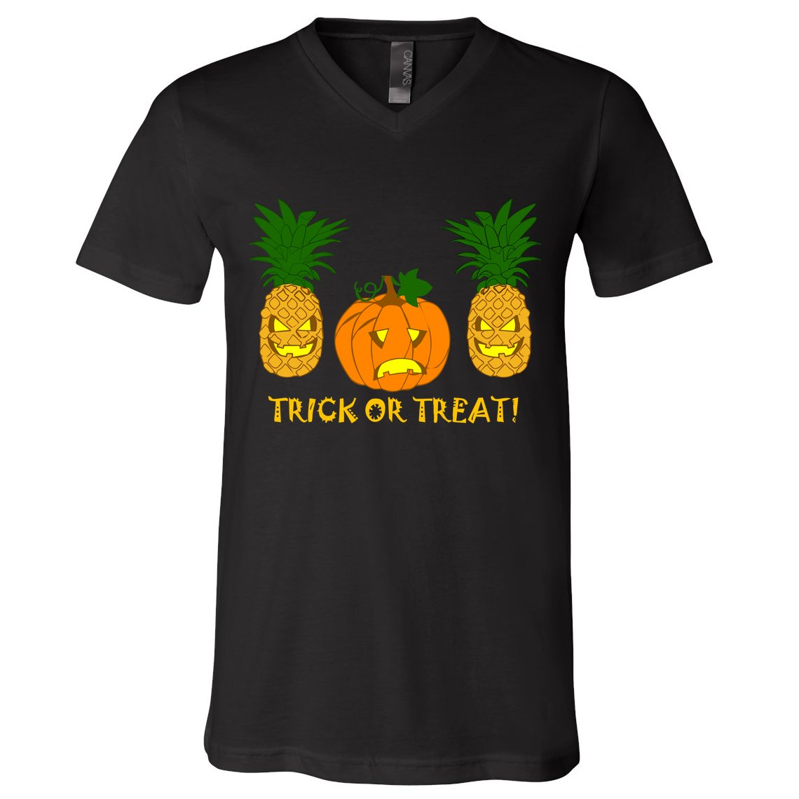 Pineapple Vs. Pumpkin Jack O Lantern V-Neck T-Shirt