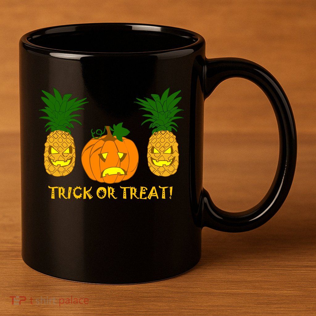 Pineapple Vs. Pumpkin Jack O Lantern 11oz C Handle Ceramic Mug