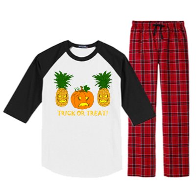 Pineapple Vs. Pumpkin Jack O Lantern Raglan Sleeve Pajama Set