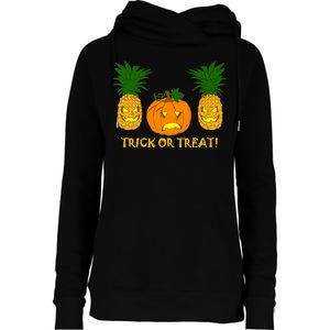 Pineapple Vs. Pumpkin Jack O Lantern Womens Funnel Neck Pullover Hood