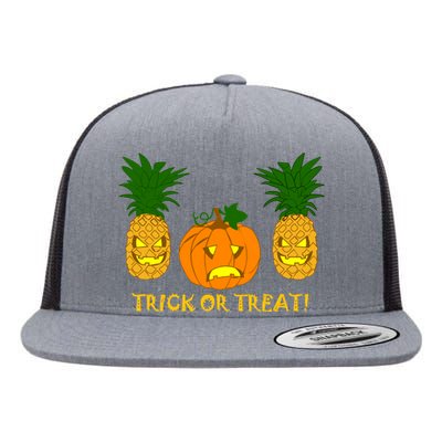 Pineapple Vs. Pumpkin Jack O Lantern Flat Bill Trucker Hat