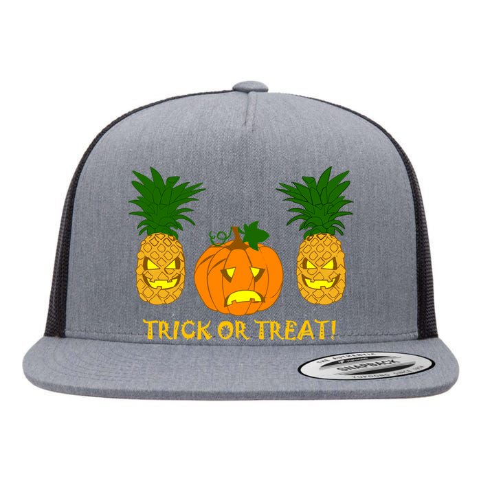 Pineapple Vs. Pumpkin Jack O Lantern Flat Bill Trucker Hat