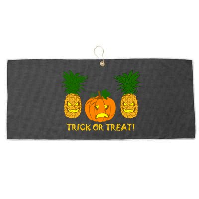 Pineapple Vs. Pumpkin Jack O Lantern Large Microfiber Waffle Golf Towel