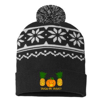 Pineapple Vs. Pumpkin Jack O Lantern USA-Made Snowflake Beanie