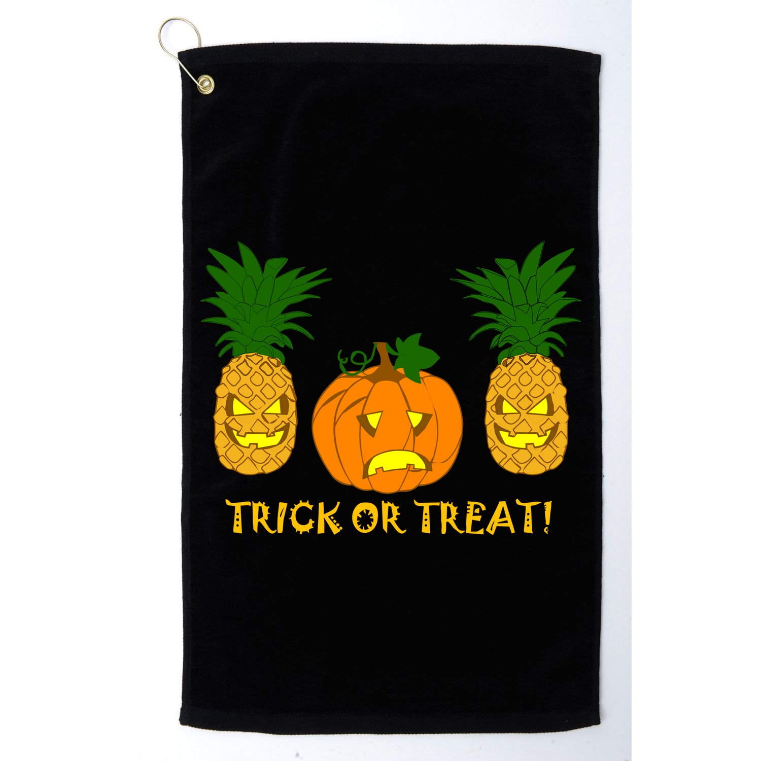 Pineapple Vs. Pumpkin Jack O Lantern Golf Towel