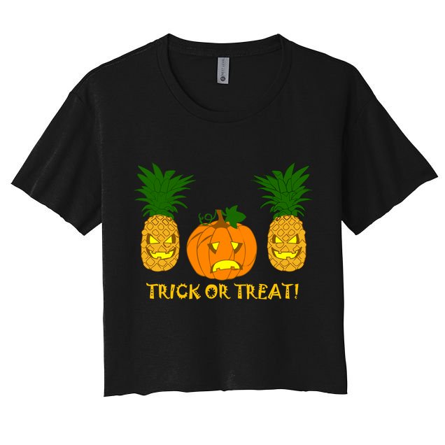 Pineapple Vs. Pumpkin Jack O Lantern Crop Top
