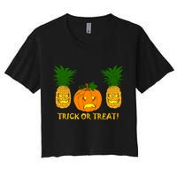 Pineapple Vs. Pumpkin Jack O Lantern Women's Crop Top Tee