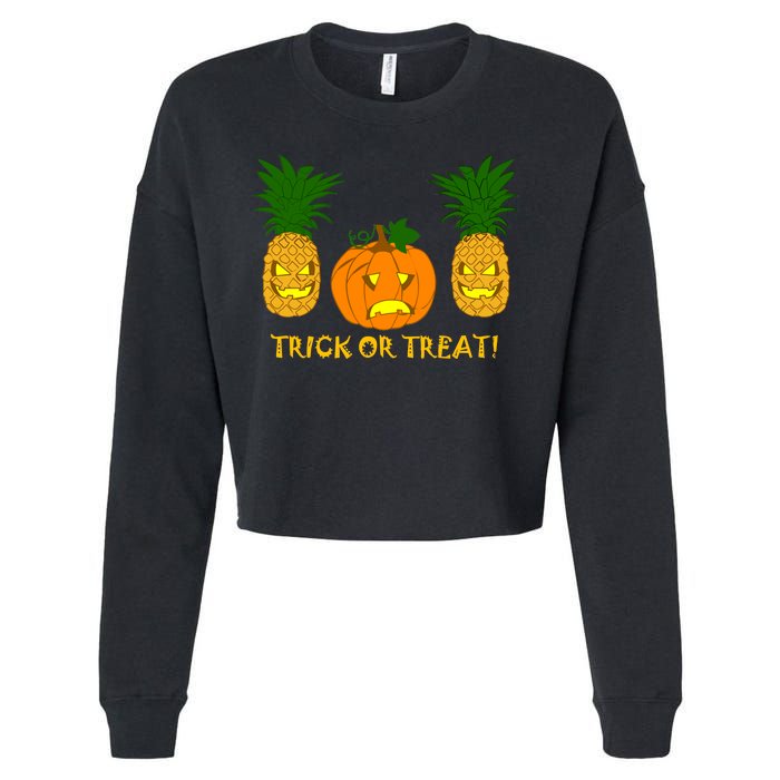 Pineapple Vs. Pumpkin Jack O Lantern Cropped Pullover Crew