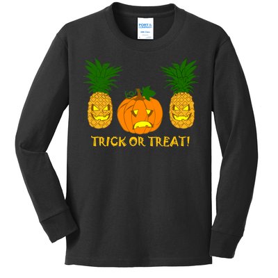 Pineapple Vs. Pumpkin Jack O Lantern Kids Long Sleeve Shirt